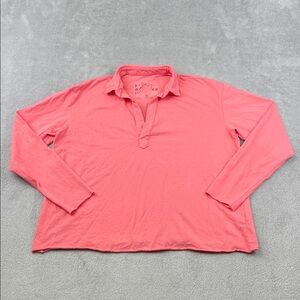 NEW Frank & Eileen M 100% Cotton Pink Coral Long Sleeve Patrick Popover Top USA